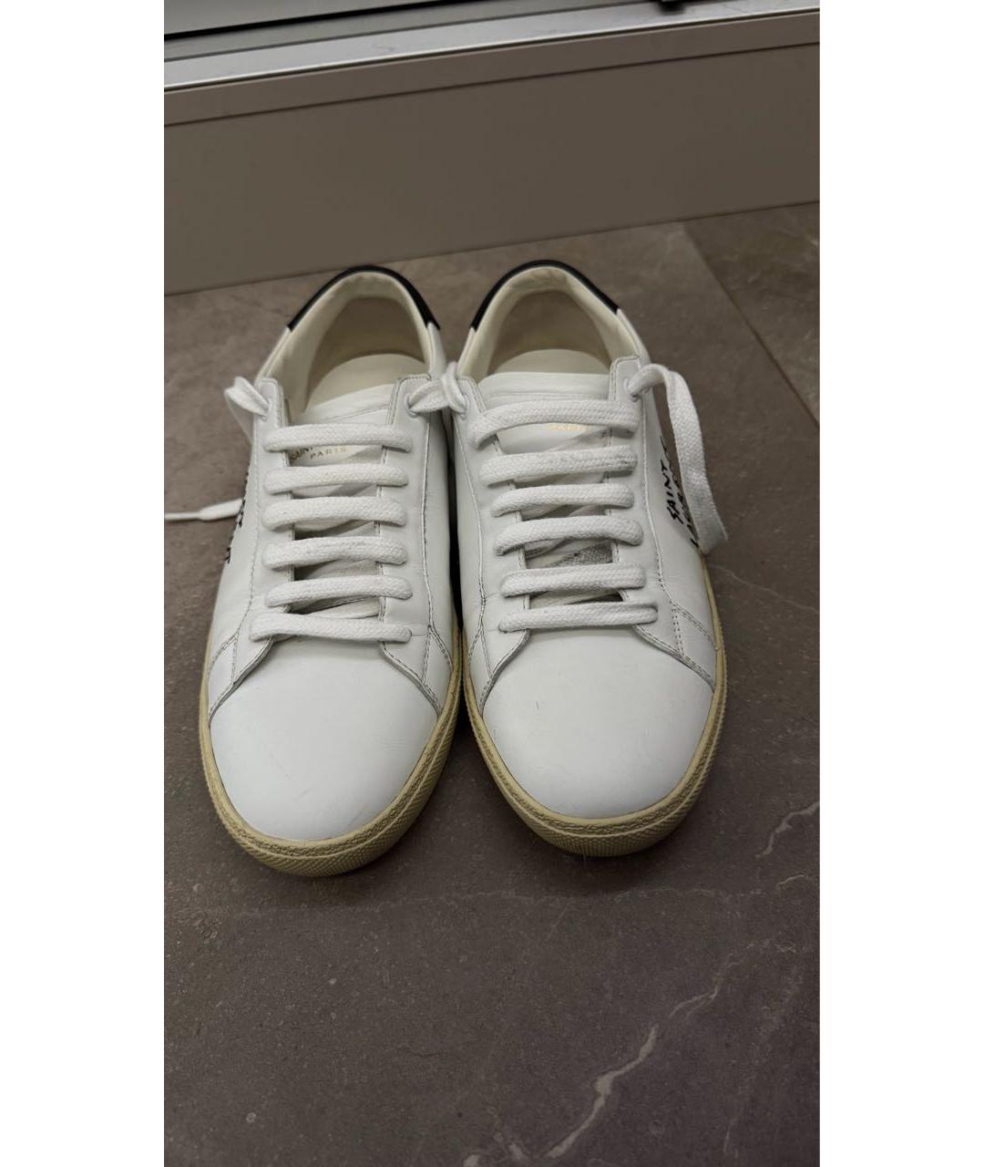 SAINT LAURENT Белые кожаные кеды, фото 2