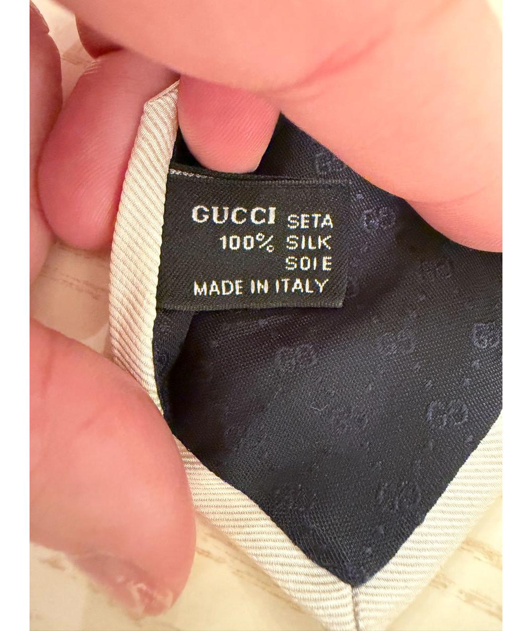 GUCCI Бежевый шелковый галстук, фото 2