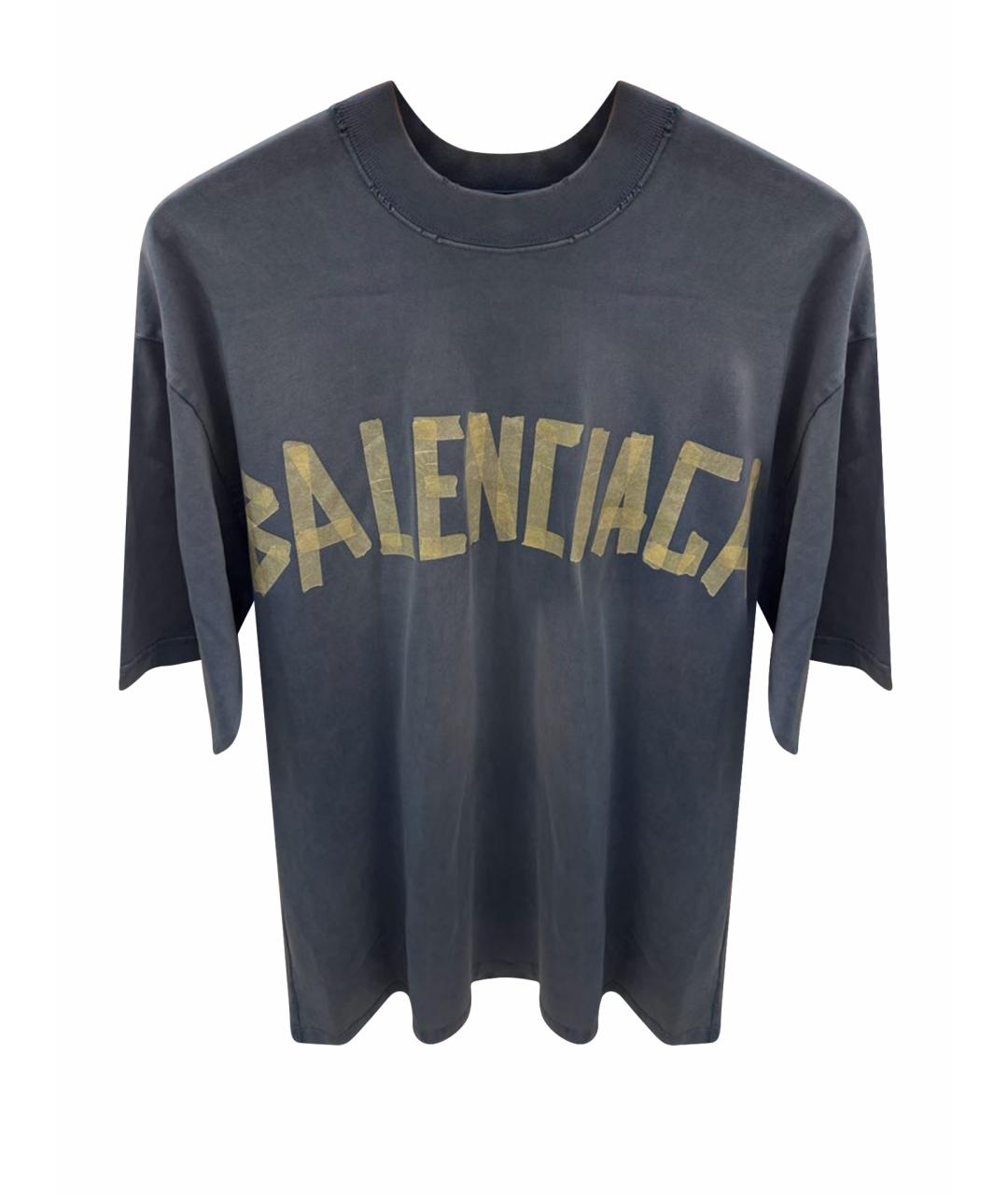 BALENCIAGA Голубая хлопковая футболка, фото 1