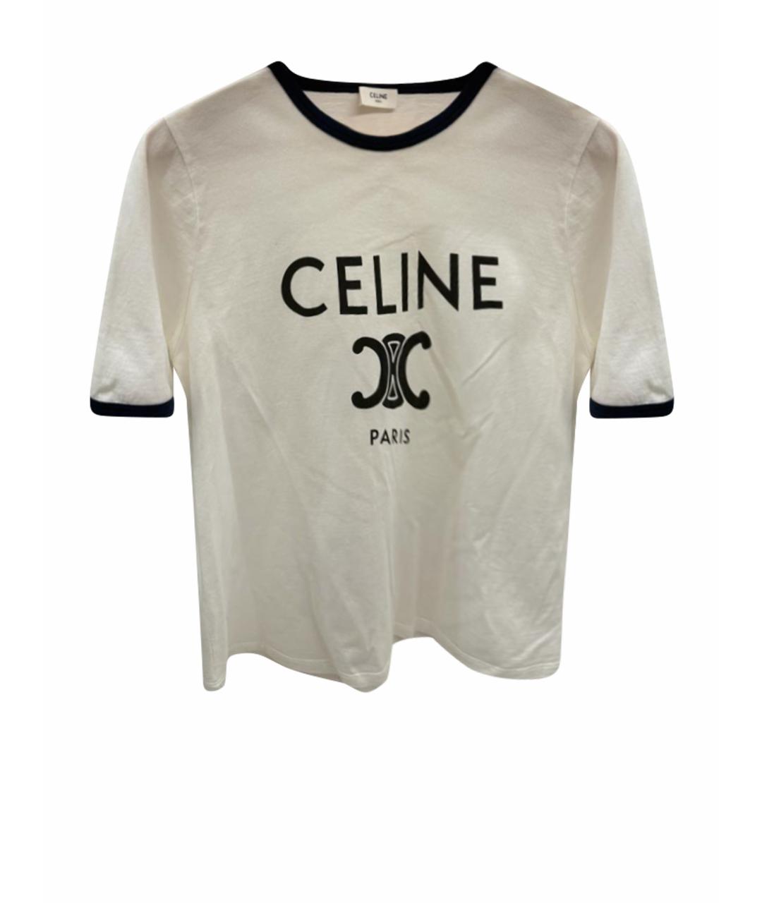 CELINE Белая хлопковая футболка, фото 1