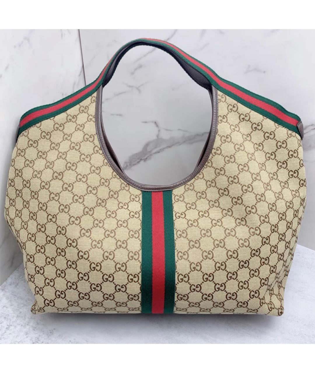 GUCCI Бежевая тканевая сумка тоут, фото 4