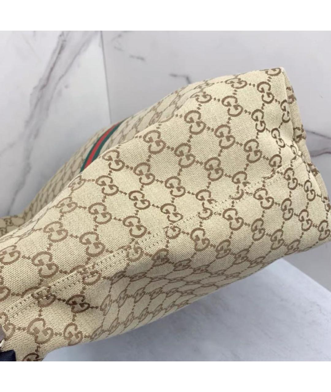 GUCCI Бежевая тканевая сумка тоут, фото 6