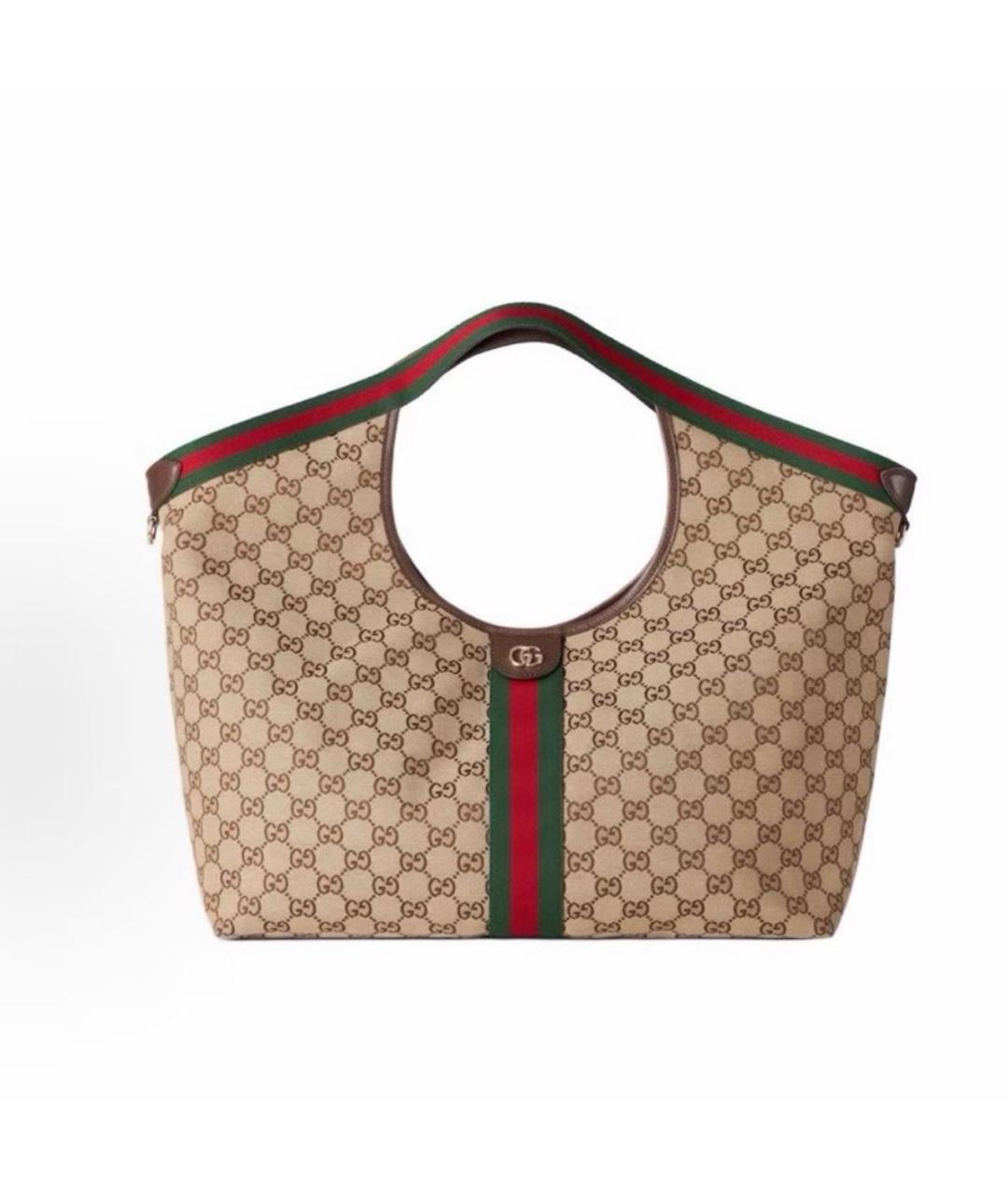 GUCCI Бежевая тканевая сумка тоут, фото 9