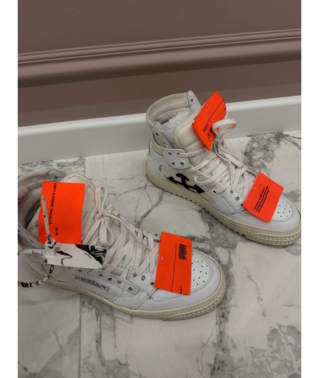 OFF-WHITE Белые кожаные кеды, фото 3