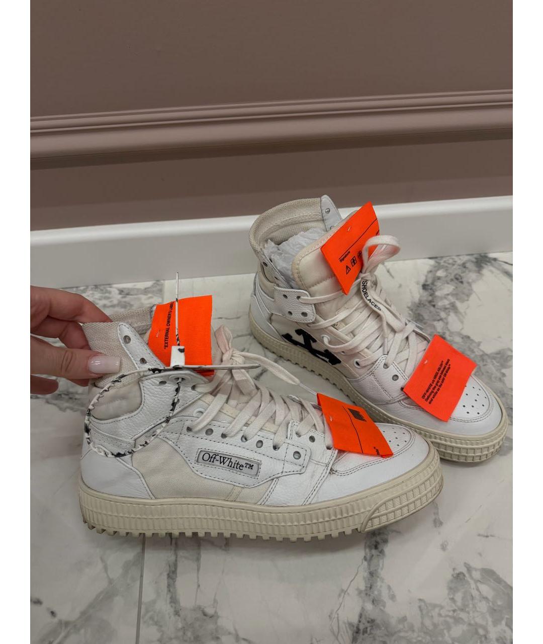 OFF-WHITE Белые кожаные кеды, фото 4