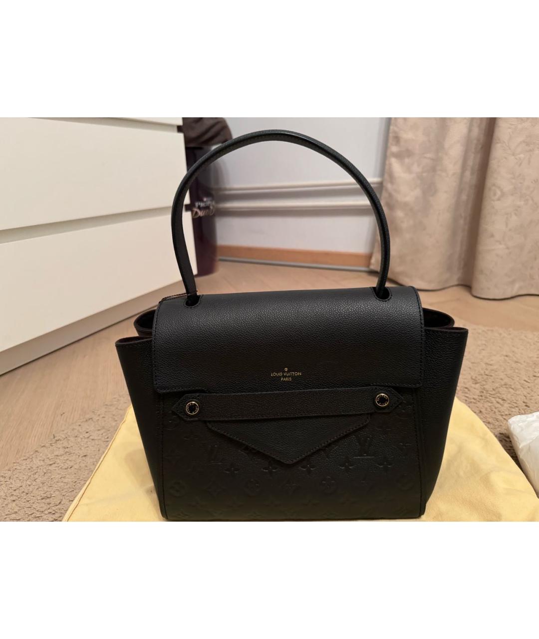 LOUIS VUITTON Черная кожаная сумка с короткими ручками, фото 6