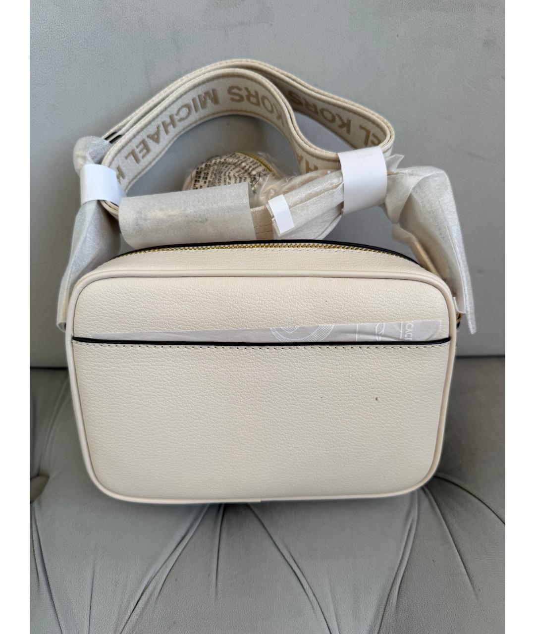 MICHAEL KORS Бежевая кожаная сумка через плечо, фото 3
