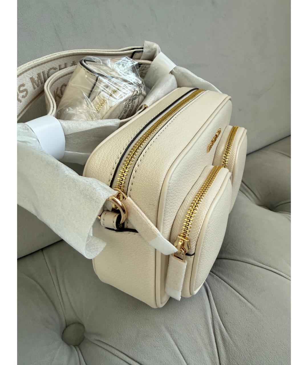 MICHAEL KORS Бежевая кожаная сумка через плечо, фото 2