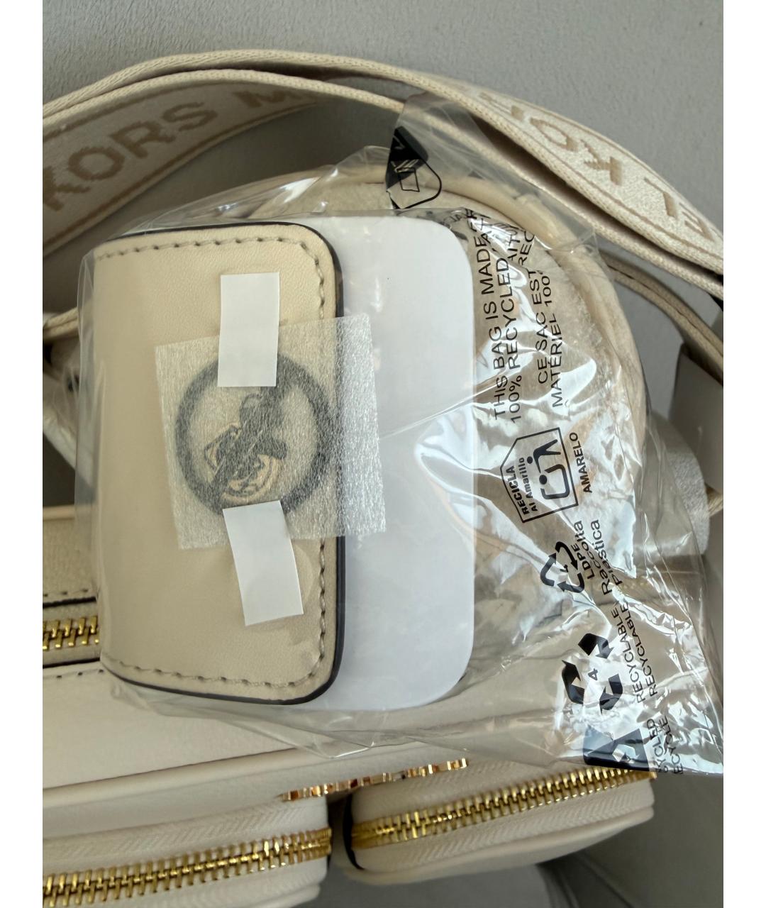 MICHAEL KORS Бежевая кожаная сумка через плечо, фото 5
