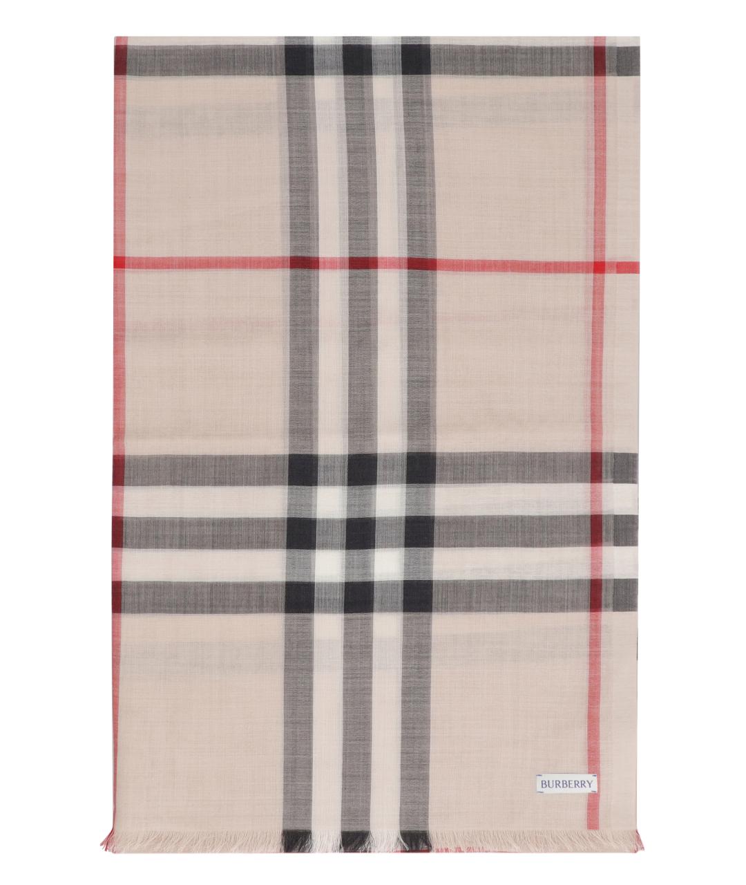 BURBERRY Бежевый шерстяной шарф, фото 2