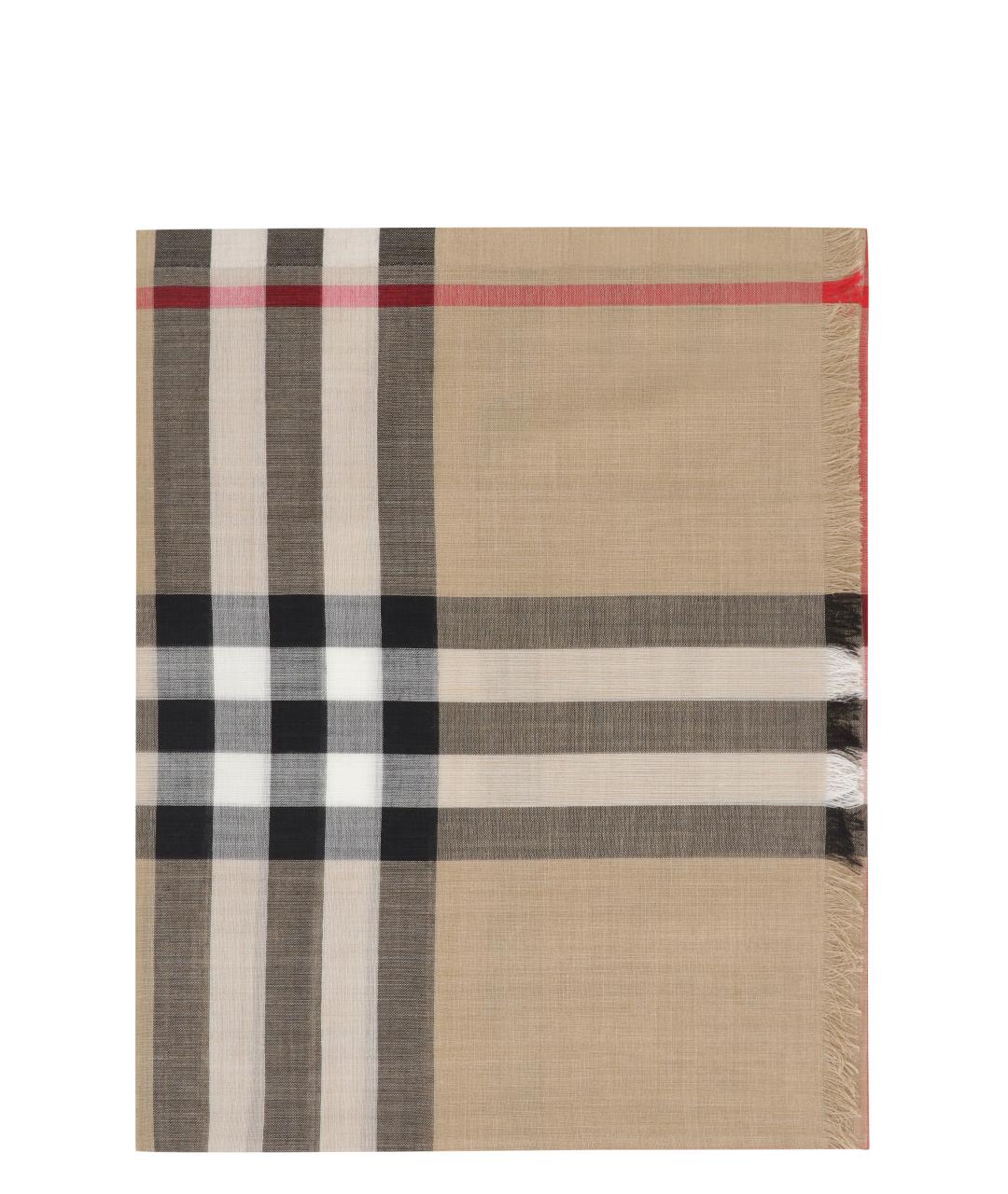 BURBERRY Бежевый шерстяной шарф, фото 1