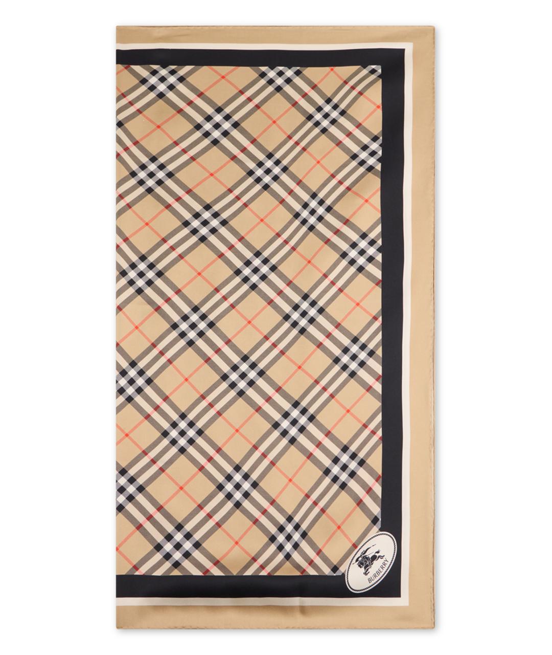 BURBERRY Бежевый шелковый шарф, фото 1