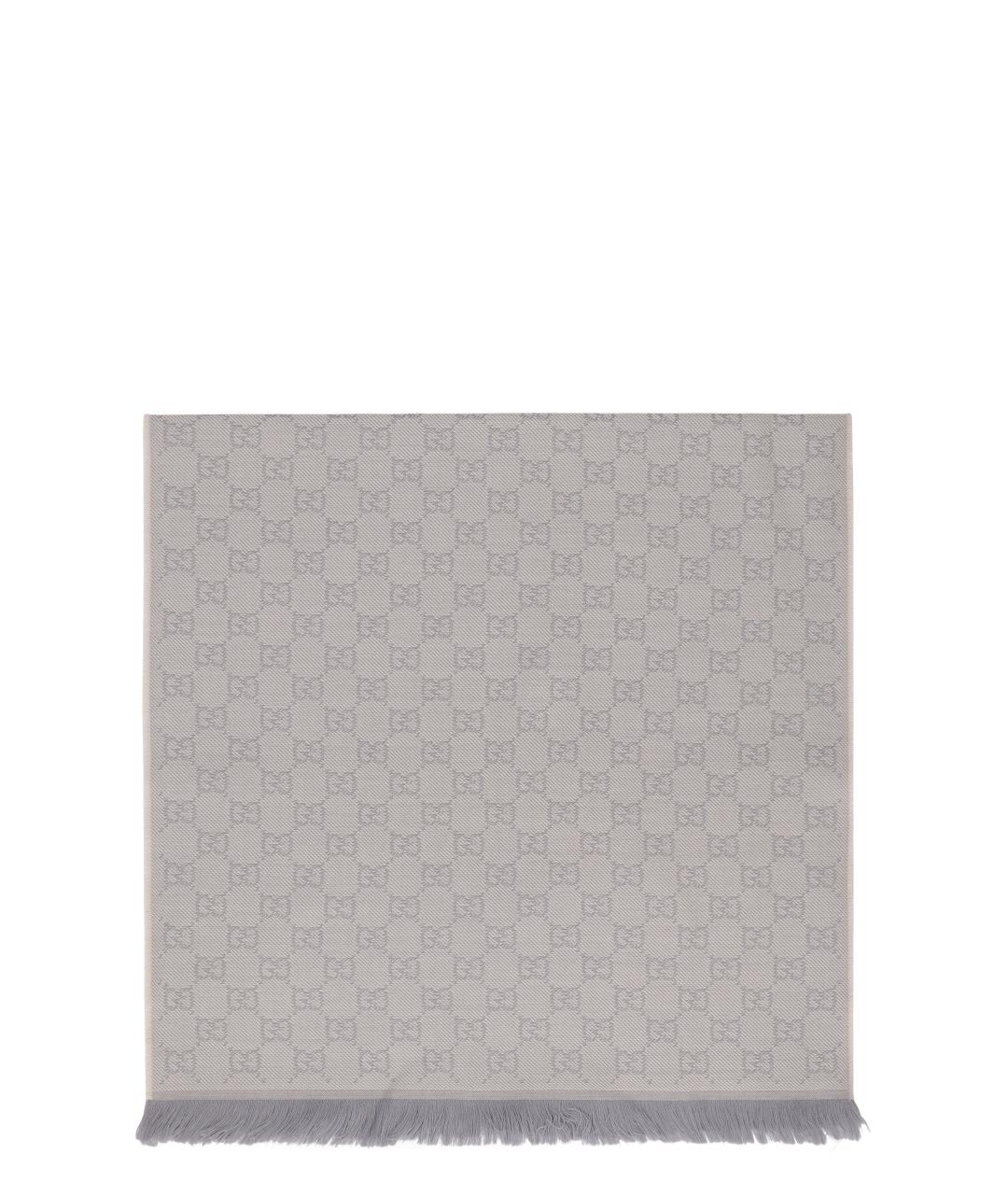 GUCCI Серый шерстяной шарф, фото 2