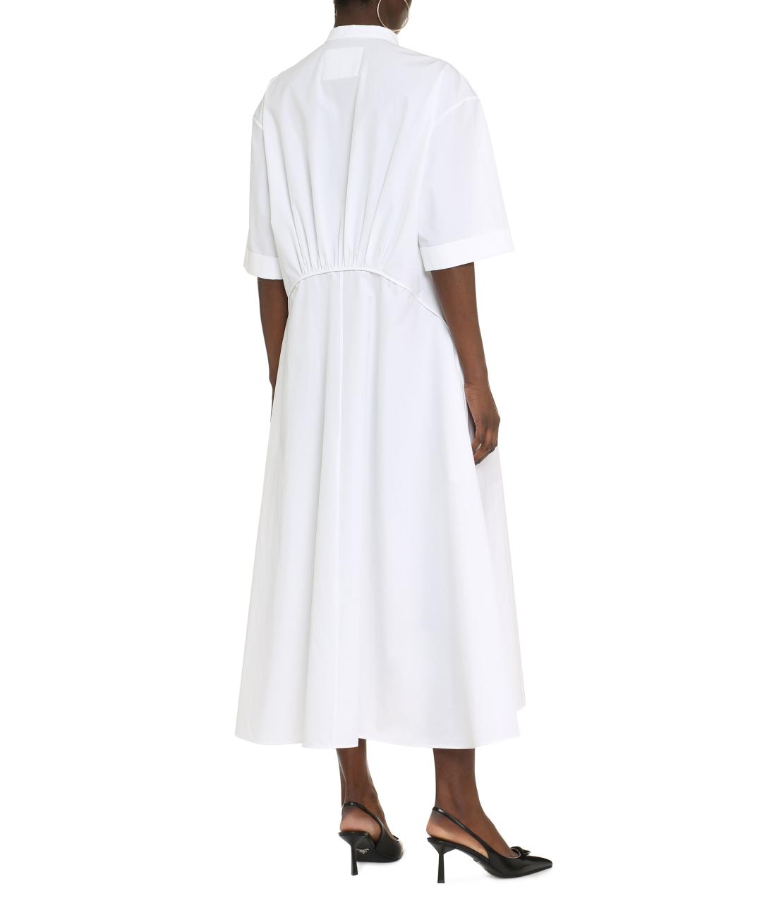 JIL SANDER Белое хлопковое повседневное платье, фото 4