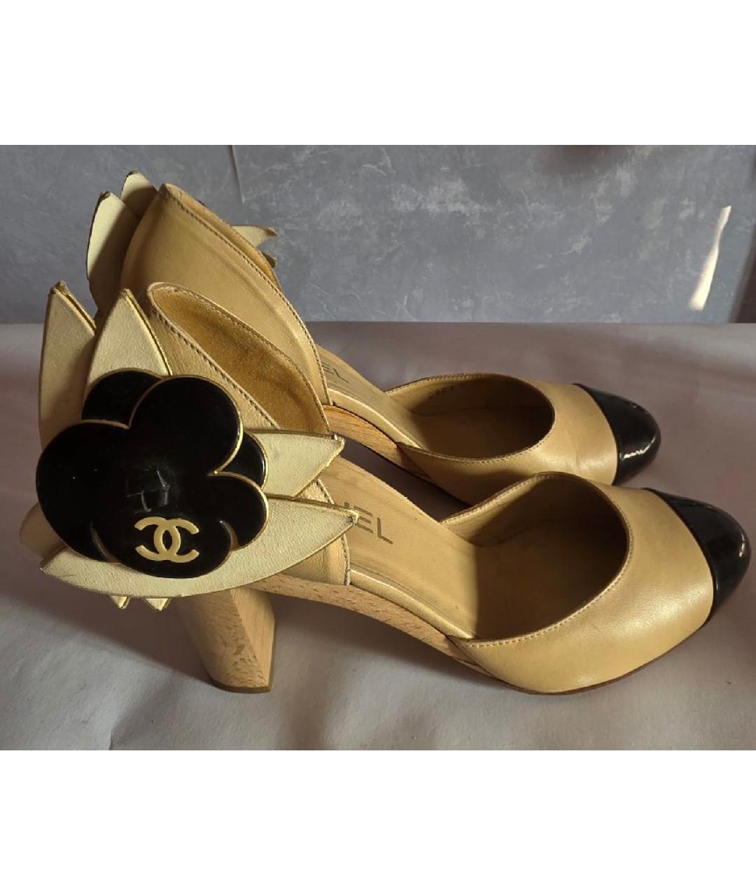 CHANEL Бежевые кожаные туфли, фото 6