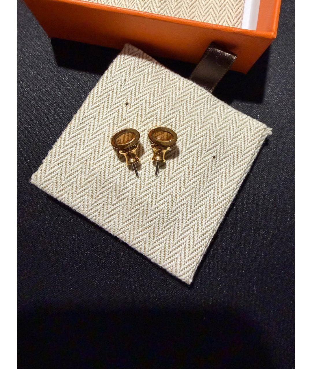 HERMES Черные серьги из желтого золота, фото 3
