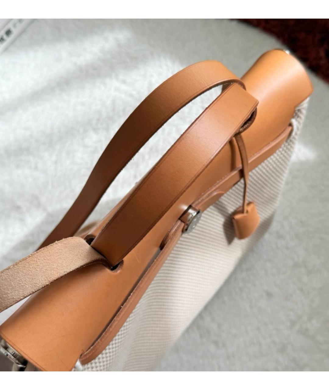 HERMES Бежевая тканевая сумка через плечо, фото 3