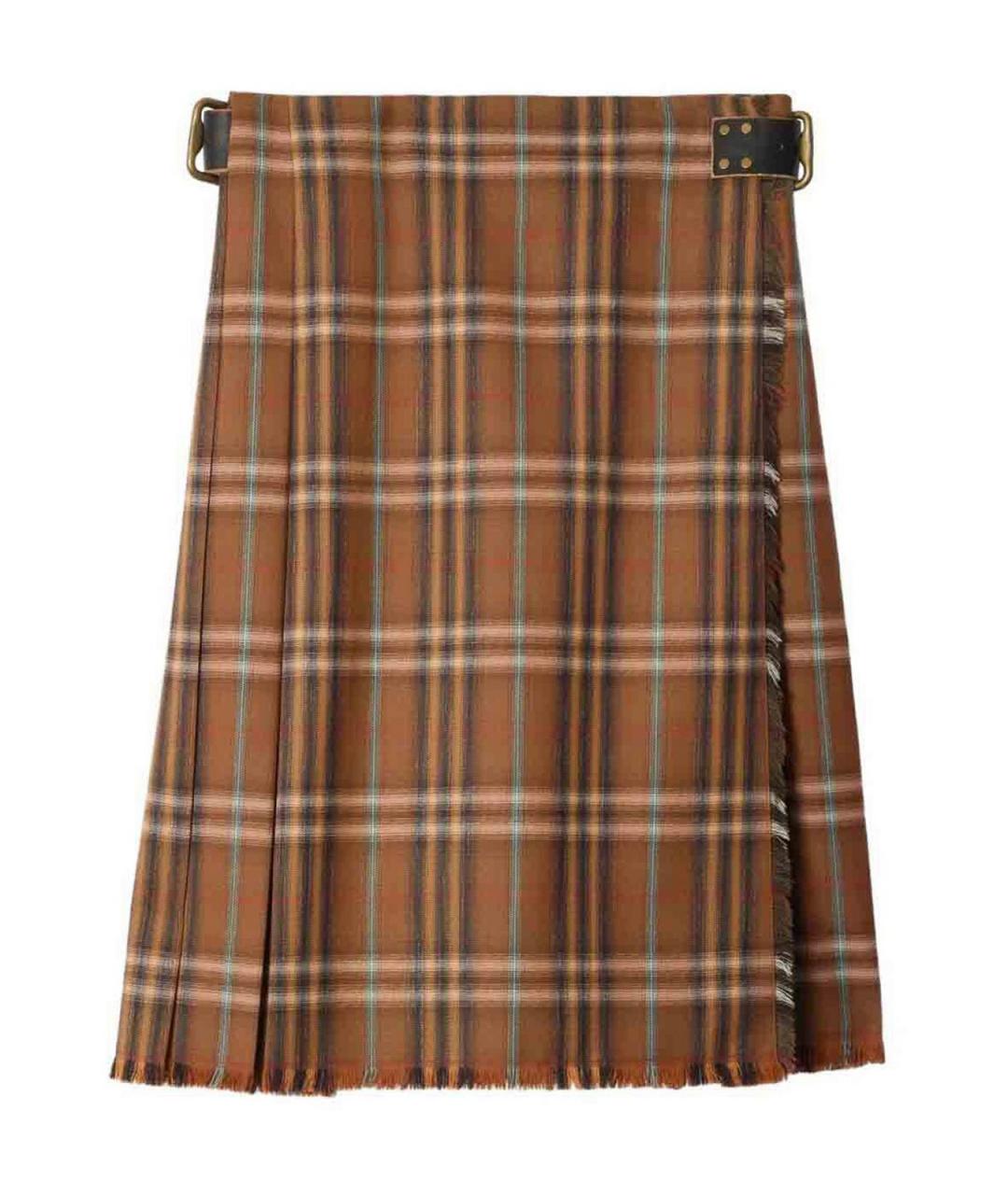 BURBERRY Коричневая шерстяная юбка миди, фото 1