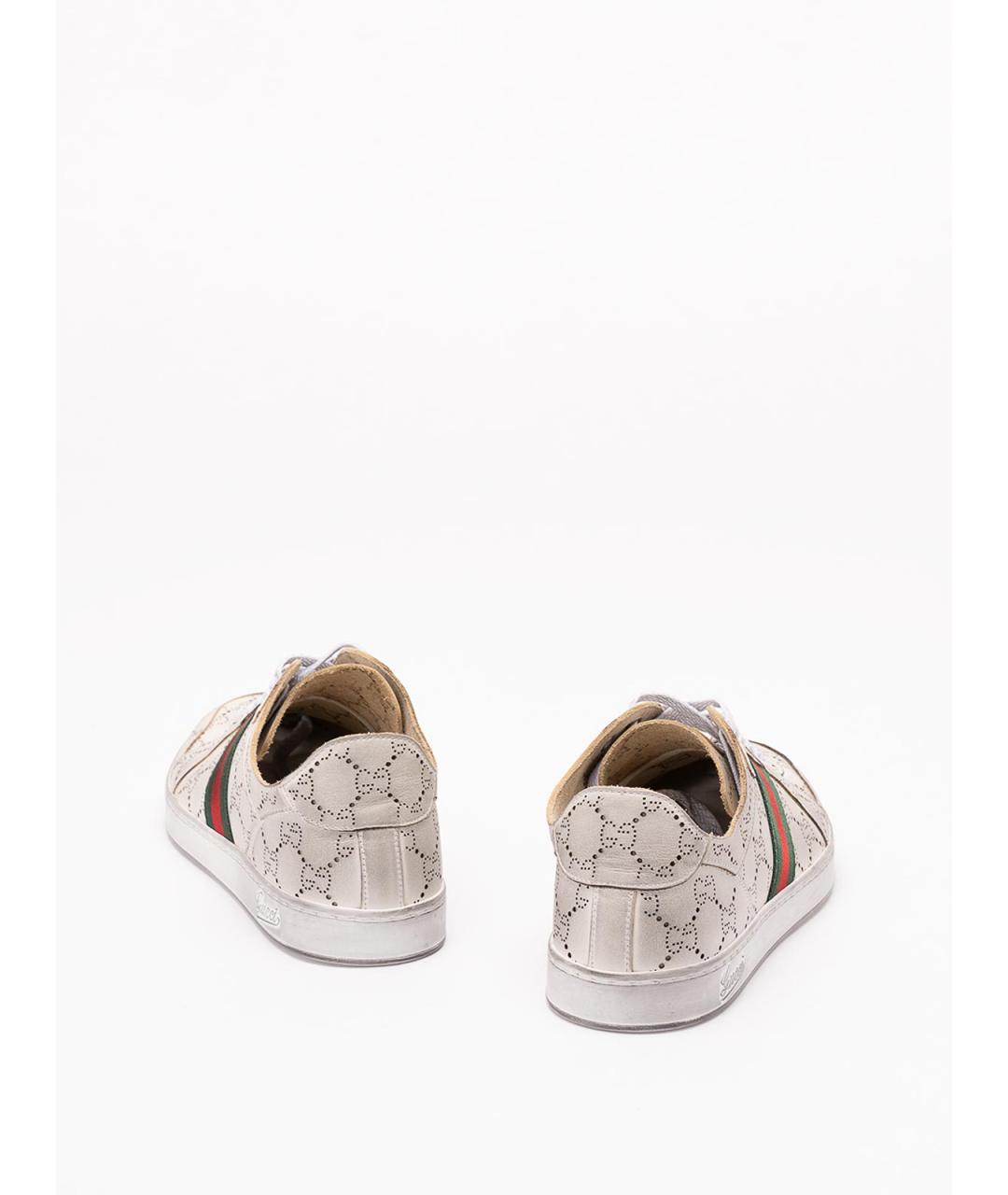 GUCCI Белые кожаные низкие кроссовки / кеды, фото 3