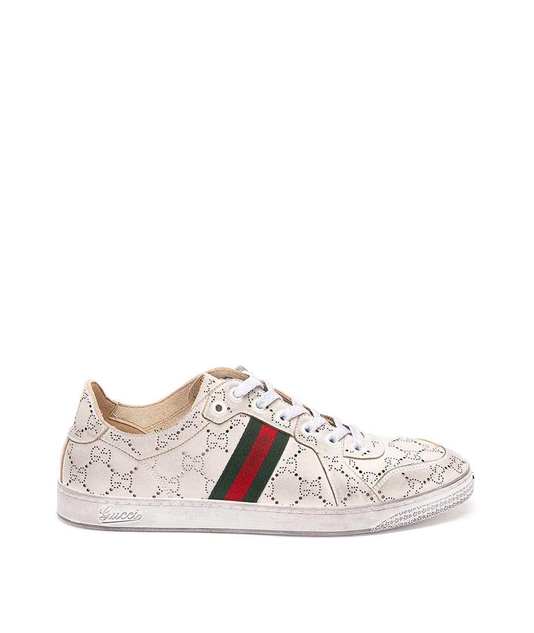 GUCCI Белые кожаные низкие кроссовки / кеды, фото 1