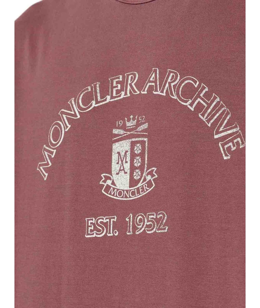 MONCLER Бордовая хлопковая футболка, фото 4