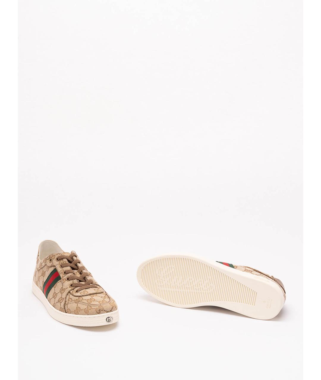 GUCCI Бежевые низкие кроссовки / кеды, фото 4