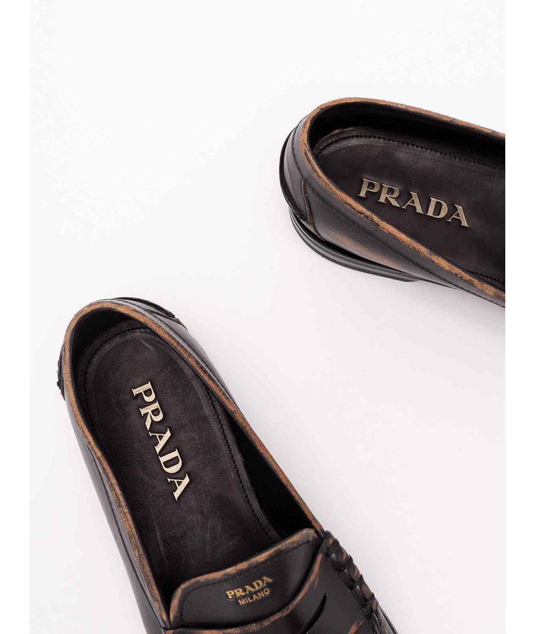 PRADA Коричневые кожаные лоферы, фото 6