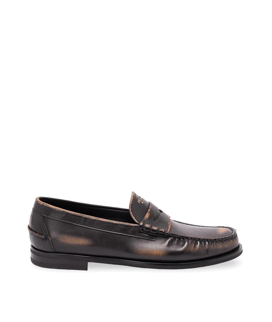 PRADA Коричневые кожаные лоферы, фото 1