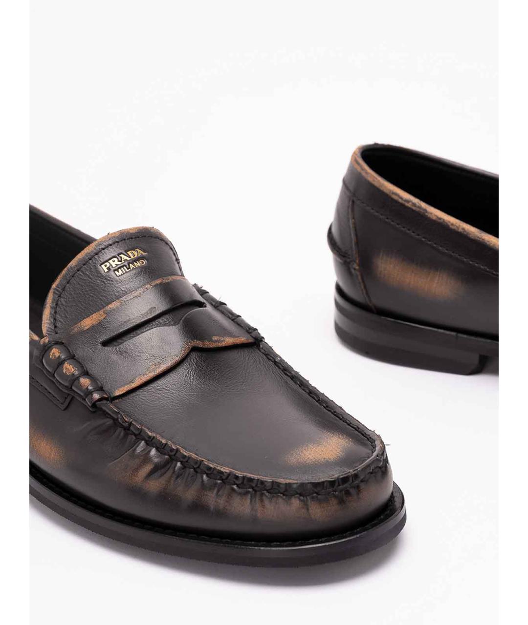 PRADA Коричневые кожаные лоферы, фото 5