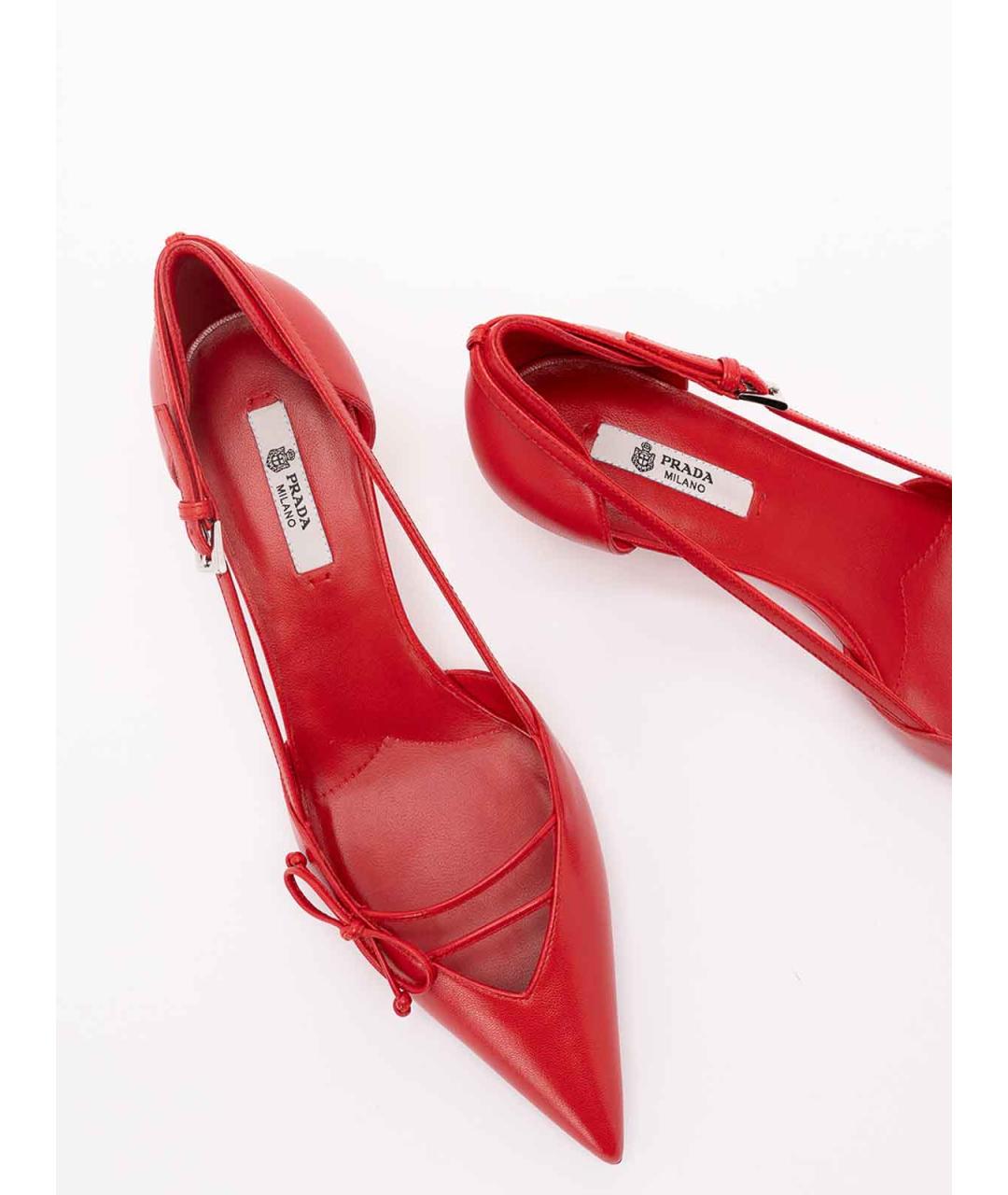 PRADA Красные кожаные туфли, фото 6
