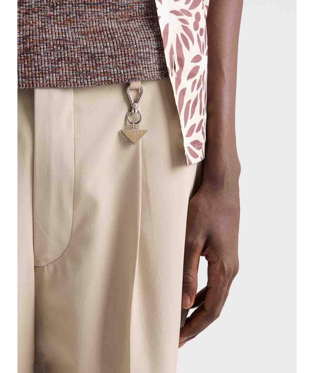 PRADA Бежевые хлопковые повседневные брюки, фото 4