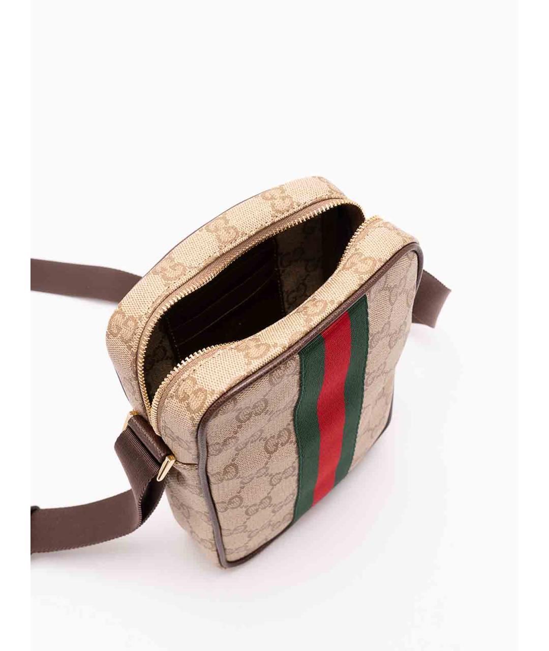 GUCCI Бежевая хлопковая сумка на плечо, фото 6
