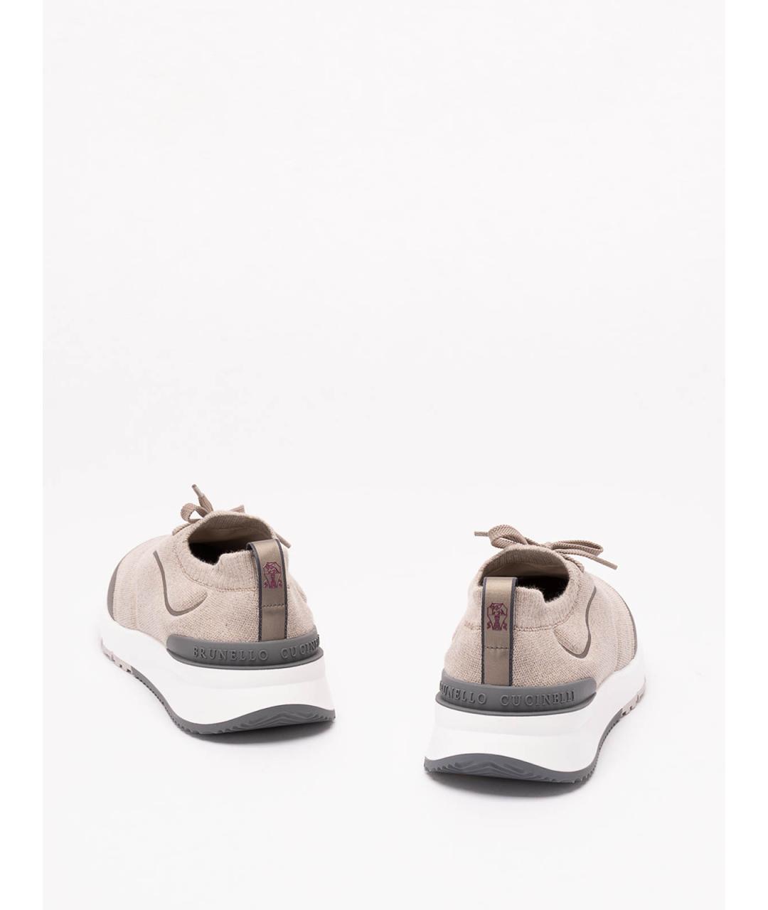 BRUNELLO CUCINELLI Коричневые текстильные низкие кроссовки / кеды, фото 3