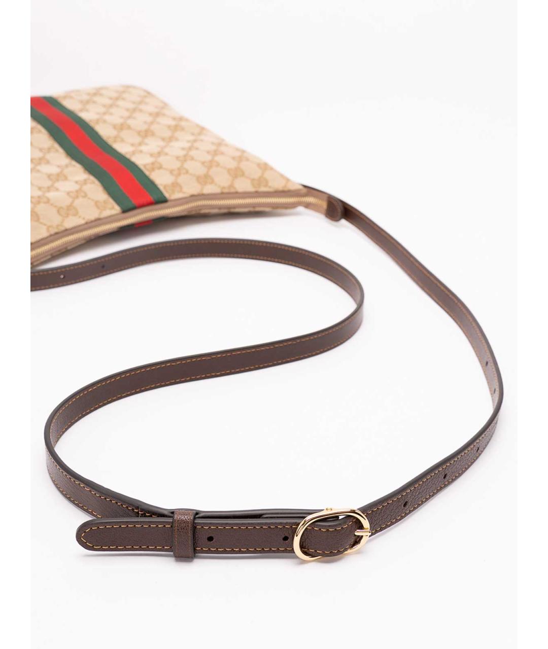 GUCCI Бежевая жаккардовая сумка на плечо, фото 4