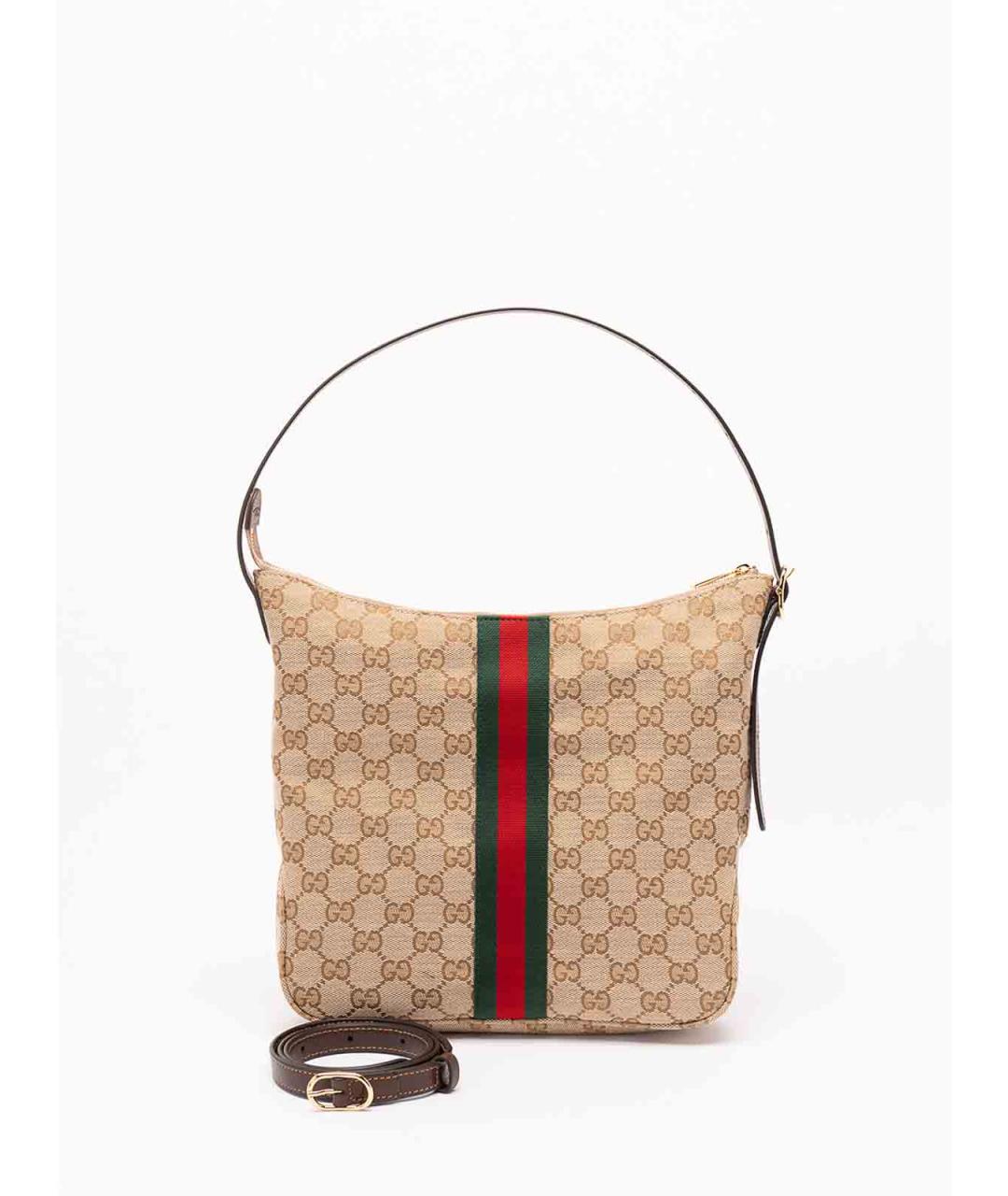 GUCCI Бежевая жаккардовая сумка на плечо, фото 2