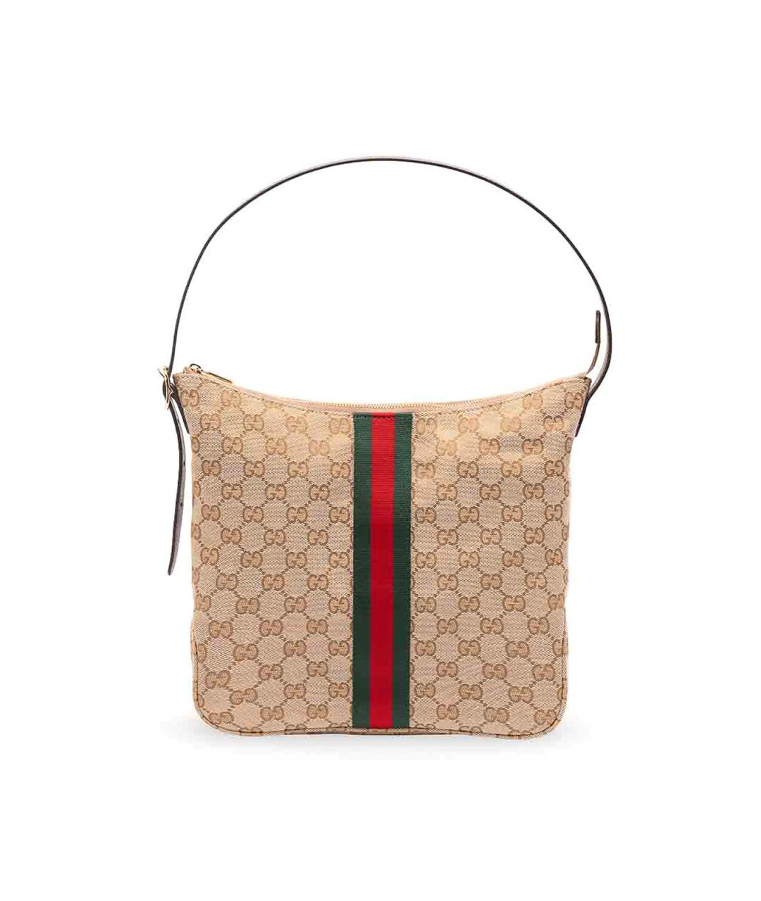 GUCCI Бежевая жаккардовая сумка на плечо, фото 1