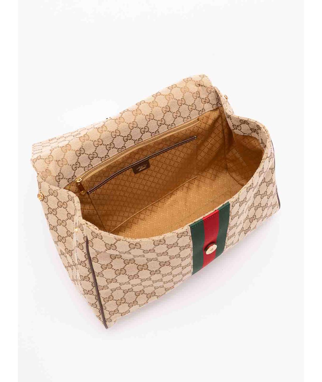 GUCCI Бежевая жаккардовая сумка тоут, фото 7