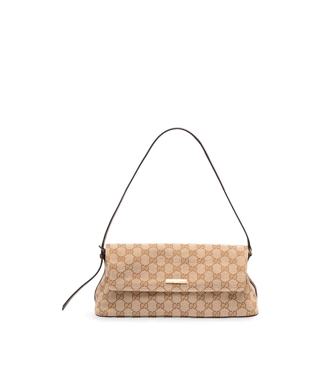 GUCCI Бежевая жаккардовая сумка через плечо, фото 1