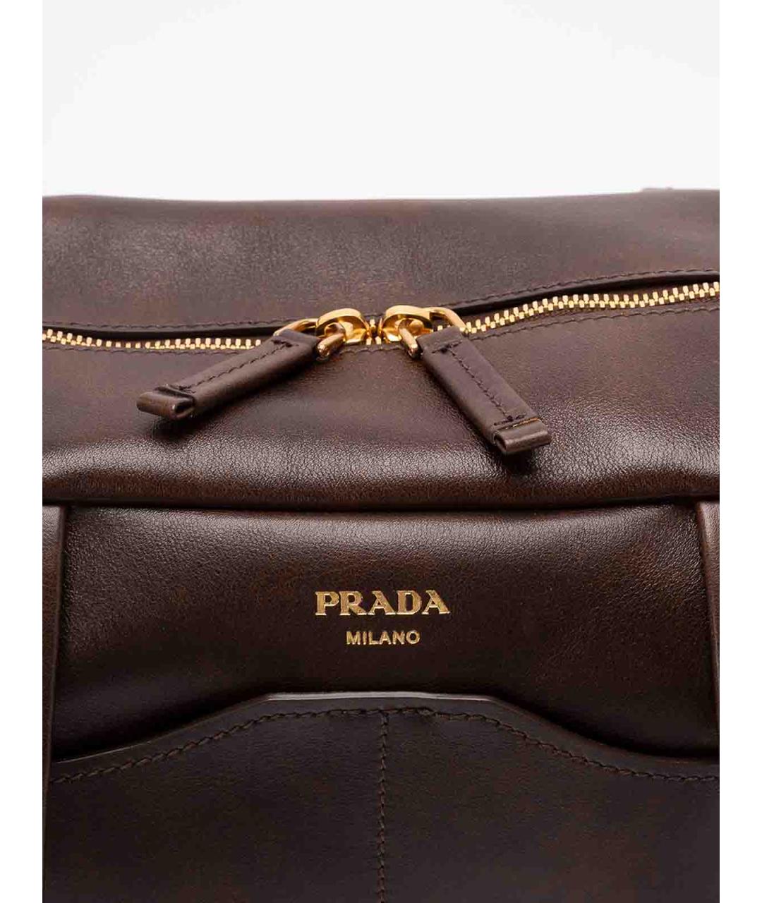 PRADA Коричневая кожаная сумка тоут, фото 5