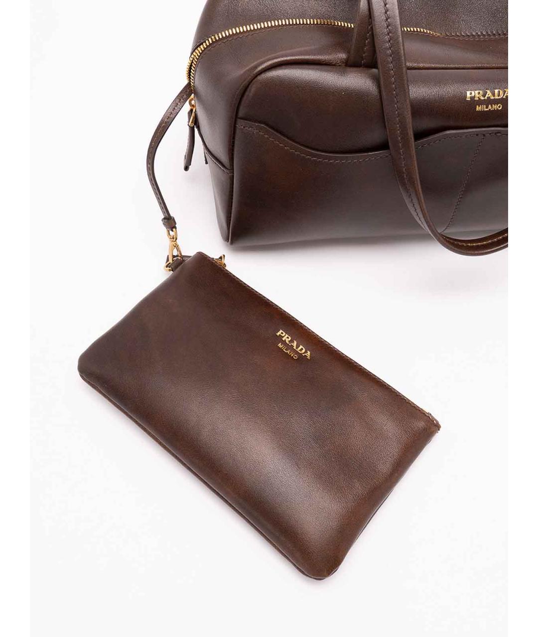 PRADA Коричневая кожаная сумка тоут, фото 6