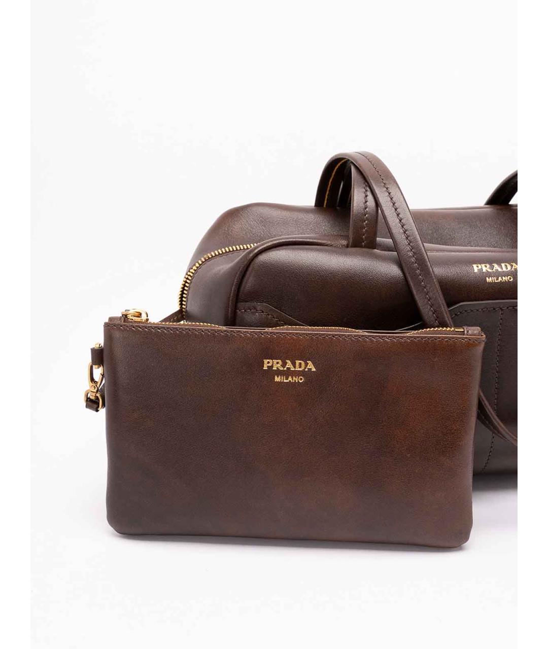 PRADA Коричневая кожаная сумка тоут, фото 7