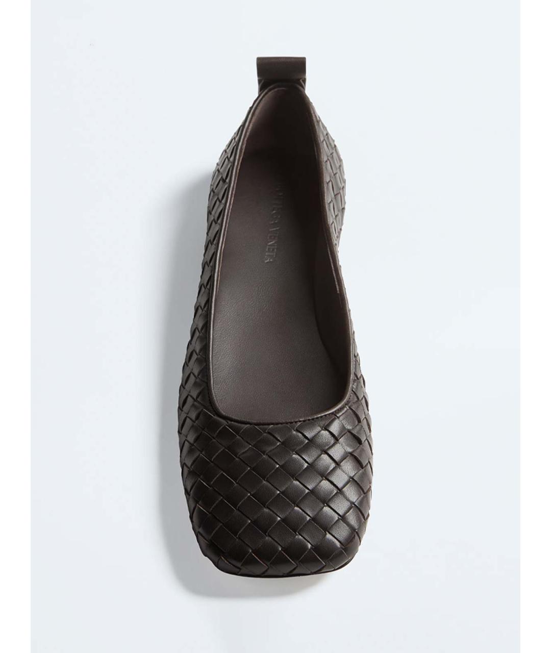 BOTTEGA VENETA Коричневые кожаные балетки, фото 2