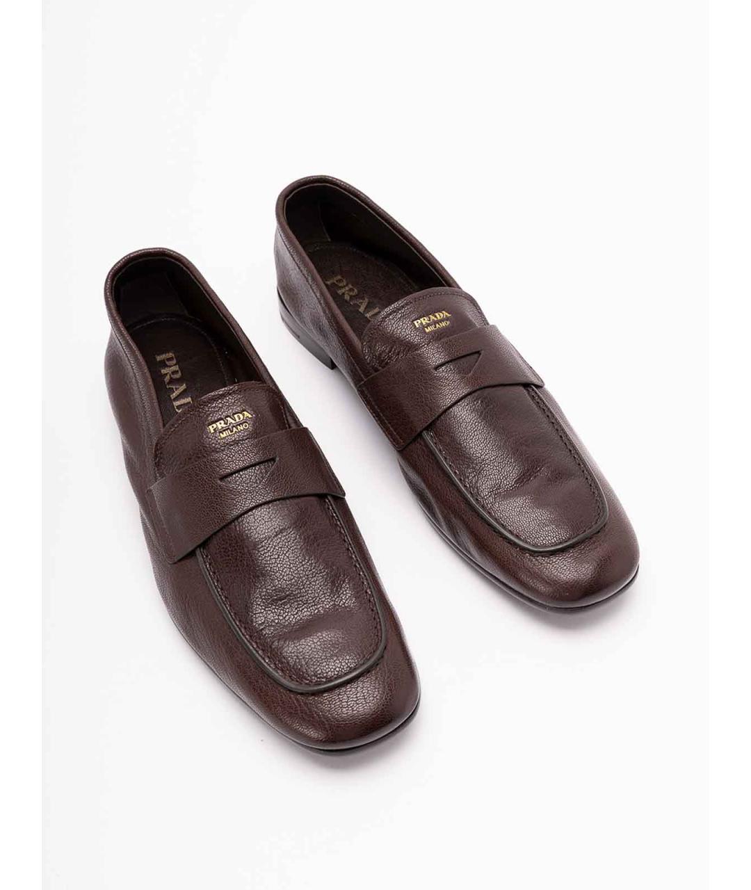 PRADA Коричневые кожаные лоферы, фото 5