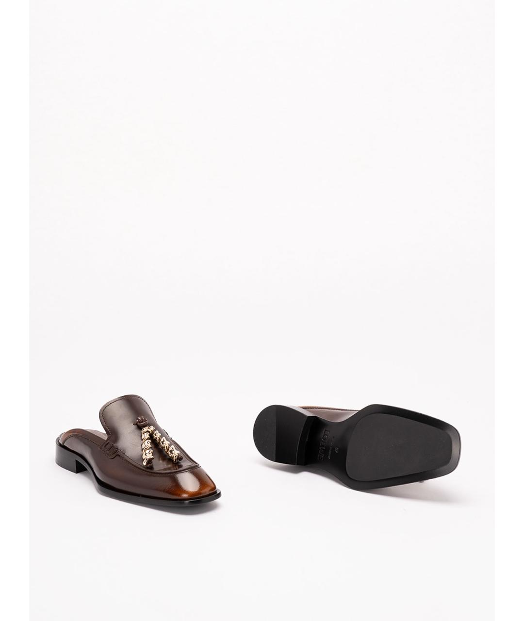 LOEWE Коричневые кожаные мюли, фото 4