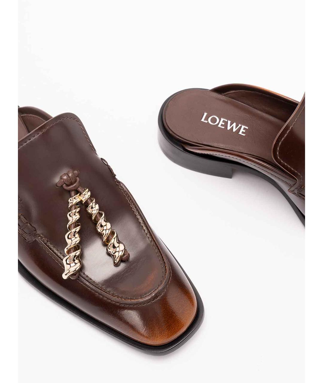 LOEWE Коричневые кожаные мюли, фото 6