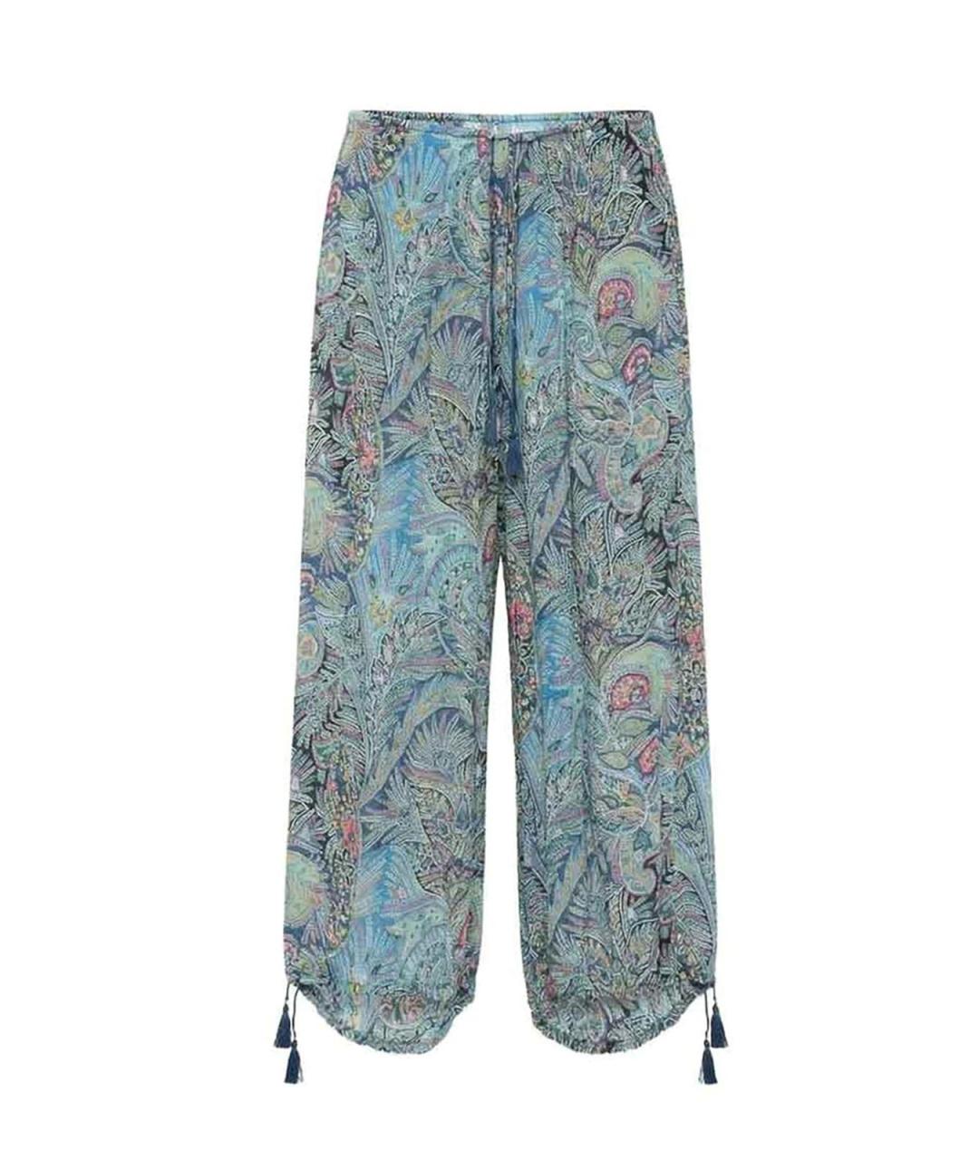 ETRO Синие шелковые брюки широкие, фото 1