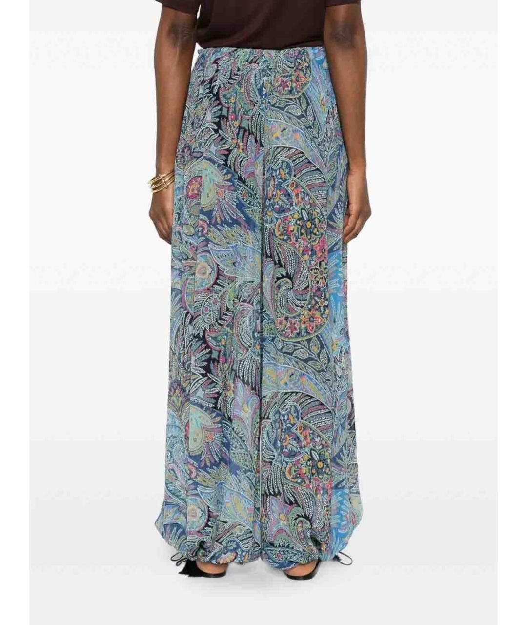 ETRO Синие шелковые брюки широкие, фото 4