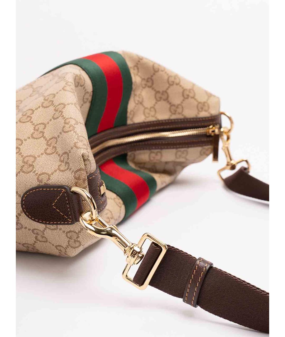 GUCCI Бежевая жаккардовая сумка на плечо, фото 4
