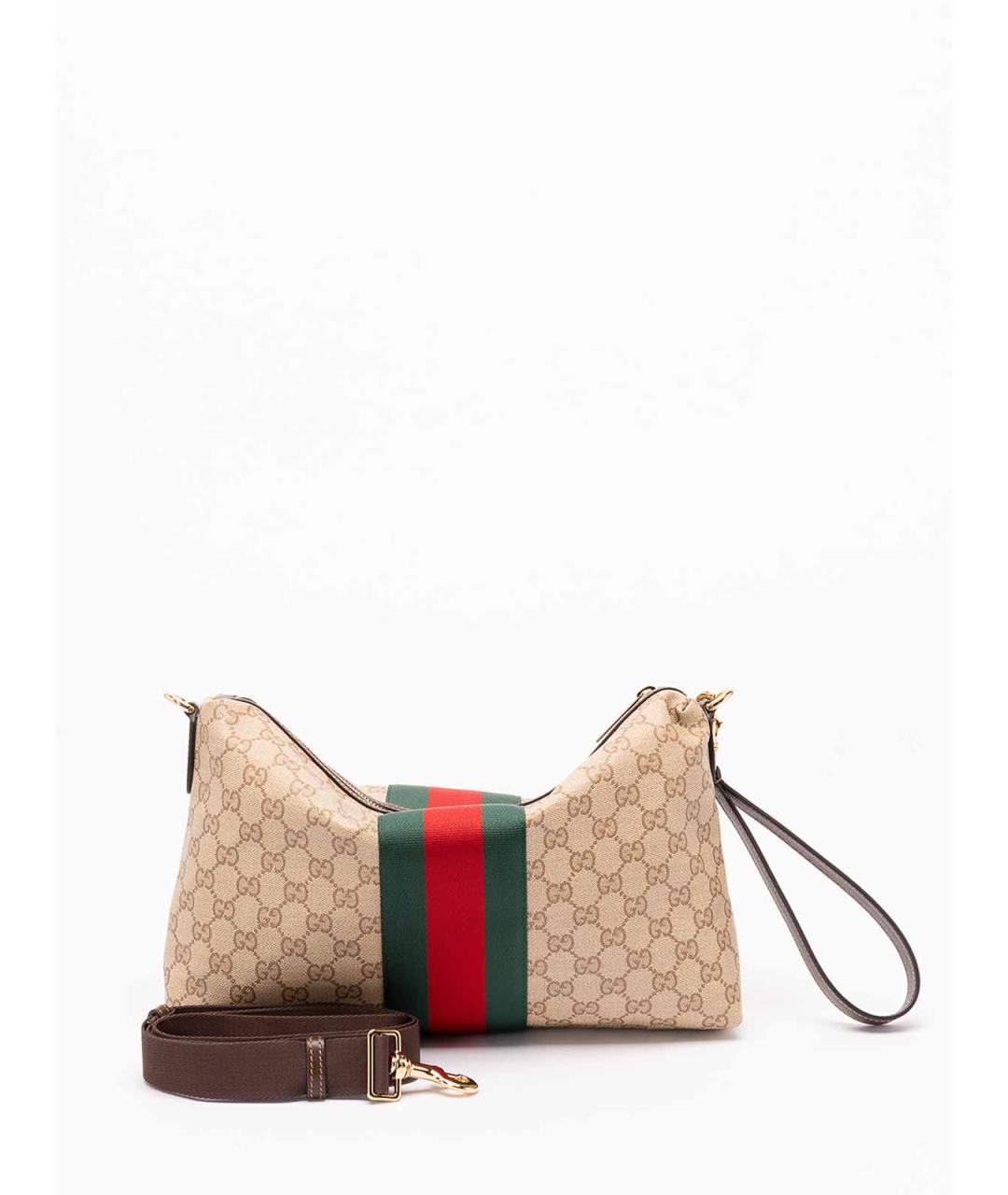 GUCCI Бежевая жаккардовая сумка на плечо, фото 2