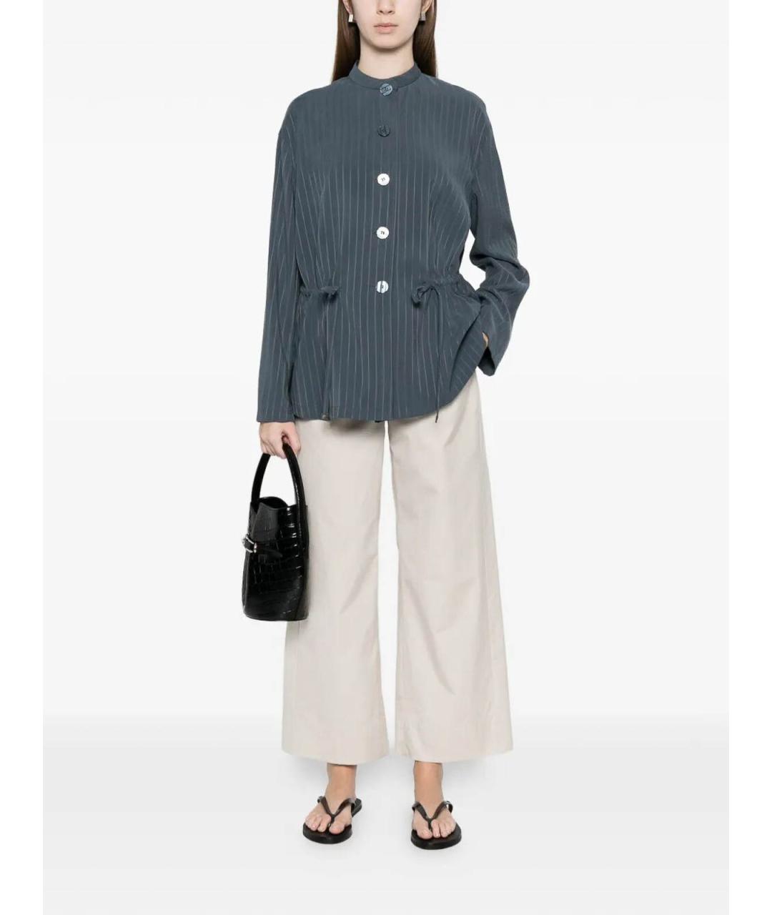 MAX MARA Серые хлопковые брюки широкие, фото 2